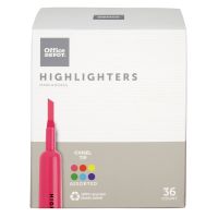 Chisel-Tip Highlighter, 100% Recycled Plastic, Assorted Fluorescent Colors, Pack Of 36
