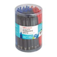 Retractable Ballpoint Pens With Grips, Medium Point, 1.0 mm, Black/Blue/Red Barrels, Black/Blue/Red Inks, Pack Of 50 Pens