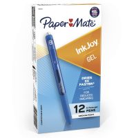 Paper Mate InkJoy Gel Pens, Medium Point, 0.7 mm, Blue Barrel, Blue Ink, Pack Of 12