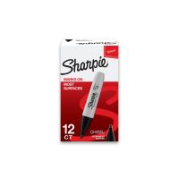 Sharpie Permanent Markers, Chisel Tip, Black Ink, Pack Of 12 Markers