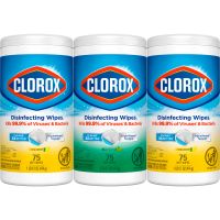 Clorox Disinfecting Wipes, 7" x 8", Fresh Scent/Citrus Blend, 75 Wipes Per Canister, Pack Of 3 Canisters