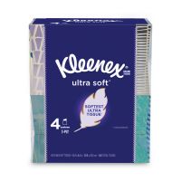Kleenex Ultra Soft Facial Tissue, 3-Ply, White, 65 Sheets/Box, 4 Boxes/Pack